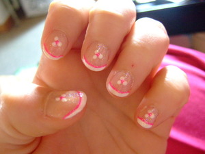 Flower-y pink french nail thing