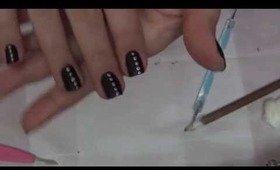 Black Matte Nails with Metallic Dots
