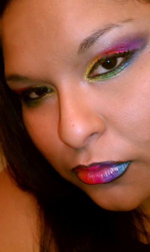 Colorful rainbow lips and eyes 
