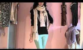 Julia's Fashion Minute: Sophisticated, Mint green/blue jeans, Pink Lace, Bow & Pearls