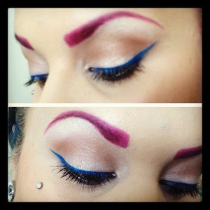 Current love: Colored Liner! Adds a great pop of color while not being overpowering! A neutral contoured eye and a bright colored liner create a great summer look. Pair with a nude lip!

Highlight & Lid- Platinum Blonde by Rockeresque
Crease- Pudding Pop by Rockeresque
Liner- Milani Infinite Liquid Liner in Blue
Eye Brows- XOXO & Misshapes by Rockeresque