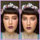 Summery Makeup=Rose Eye with Olive Wing/Purple Lips, Glowy Skin