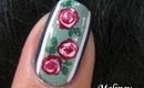 Nail Art Tutorial - Vintage Rose Swirl Flower Garden floral easy simple freehand Design