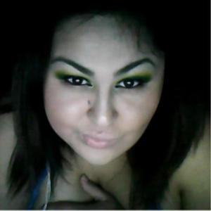 LOVE how my eyes looked so dark :) Yellow and Green with black liner