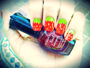 I made this cute style with red, green and yellow polish .<3