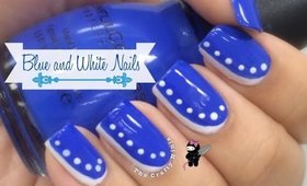Easy Beginner Blue & White Nail Art by The Crafty Ninja