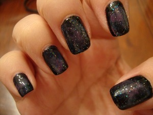 My attempt at Galaxy Nails by MissJenFabulous.