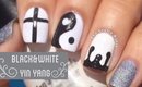 Black and White Yin Yang Cross Drip Nails by The Crafty Ninja