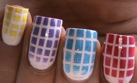 Checkered Gradient Nail Polish Designs- Cute Ombre Bright Nail Art Long/Short Nails Easy Tutorial