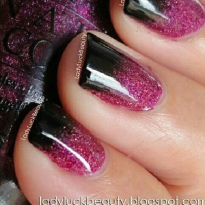 did this last yr using opi extravagance and black acrylic paint. Tutorial on my blog: http://ladyluckbeauty.us/black-and-pink-gradient-nails-tutorial/