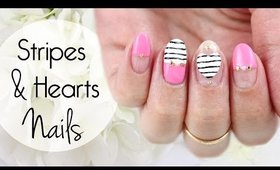 Stripes And Hearts Nails | How To Fix Smudged Nail Art ♡