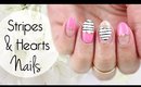 Stripes And Hearts Nails | How To Fix Smudged Nail Art ♡