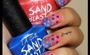 Blue and Pink Textured Ombre with Dots Nail Design