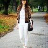Contrast Trimming Leopard Print Jacket