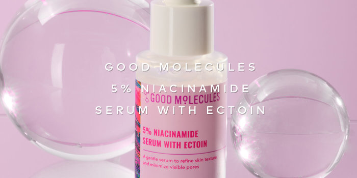 Powered by 5% niacinamide, acetyl glucosamine, and ectoin, this lightweight yet gentle formula works to smooth texture and pores—all while hydrating the skin. Shop the Good Molecules 5% Niacinamide Serum with Ectoin