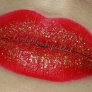 Red lips & gold glitter