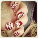 Red and white nails 