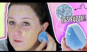 TESTING WEIRD AF $4 MICROFIBER BEAUTY SPONGE!! *IT'S FUZZY!!*