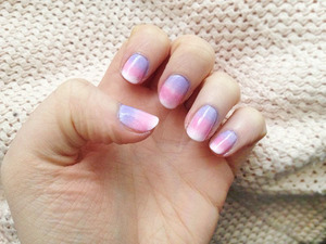 This is my first ever attempt at doing gradient/ombre nails. Not entirely happy with how they turned out, but not bad for a first try.
http://thesleeperssky.blogspot.co.uk/2013/03/first-attempt-at-gradient-nails.html