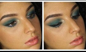 Teal Smokey Eyes with a Pop of Gold Glitter | Makeup Tutorial