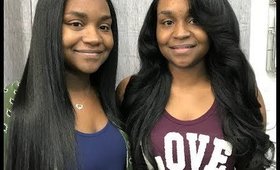 How to round brush twins with extremely long hair 26' and 28' 3C natural hair