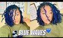 BLUE WAVY LOC BOB | HOW TO GET WAVY BEACH CURLS WITH LOCS