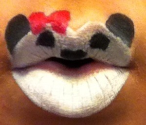 My Panda lips with red bow
