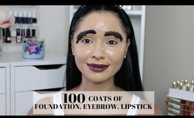 100 Coats Of Foundation, Eyebrow, Lipstick & Highlight