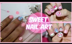 Sweet Dessert Nail Art Tutorial (Two Hands & No Pro tools) ♡