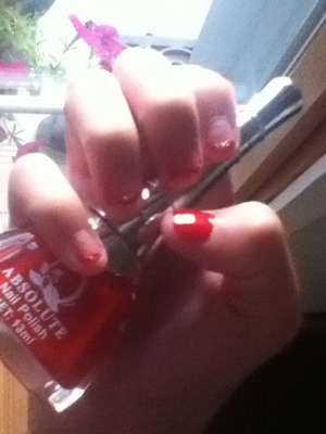 Red Glittery Tips (: