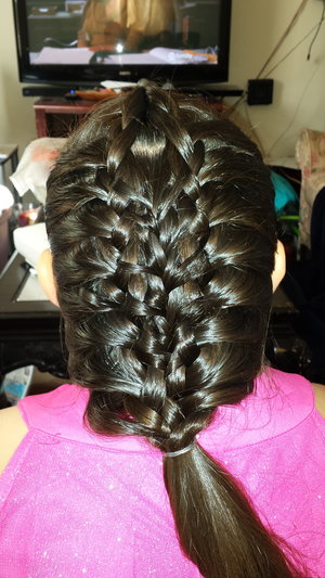 It is two french braids with a thinner one connecting them.
