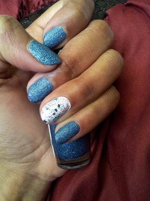 Blue and white glitter.