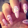 Pink nails with rhinestone tutorial