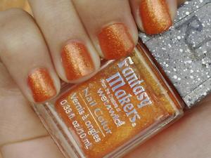 Fantasy Makers by Wet n' Wild in the colour Creepy Pumpkin. Base for Detroit Tigers nails.