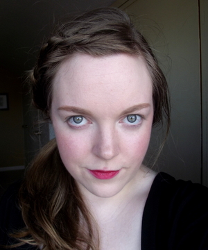 This is me fairly natural. A small amount of foundation, fairly strong brows, no eye make up, and pink lips.