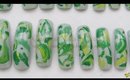 GNbL- Shattered Marble Nail Art in Green, Yellow and Gray