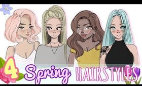 🌸  Draw & Color || 4 SPRING HAIRSTYLES  🌸