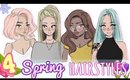 🌸  Draw & Color || 4 SPRING HAIRSTYLES  🌸