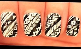 Black & White Tribal nail art