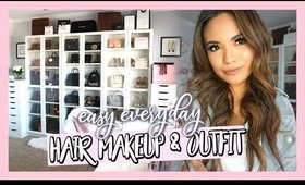 EASY EVERYDAY HAIR MAKEUP & OUTFIT | GET READY WITH ME IN MY GLAM ROOM