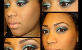 Teal Eye Look and Frosted Lip