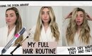 MY FULL EASY HAIR ROUTINE! SMOOTH SLEEK DYSON BLOWOUT + WAVES! | Lauren Elizabeth