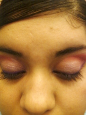 Using my punk funk I lined my eye with the purple a little pink with white on the lid and then darker pink to finish