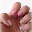 Multicolour gelish tipped manicure