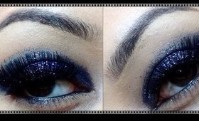 Navy Blue Glitter Smokey Eye Tutorial