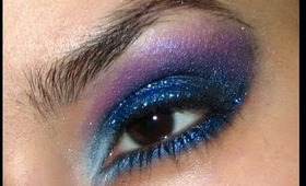 Blue and Purple Glitter Smokey Eye