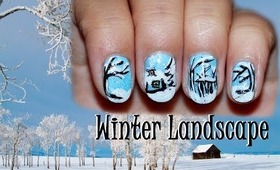 Winter Landscape Nail Design (for short nails) - Day 6