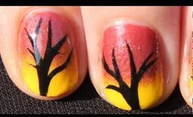 Quick and Easy Autumn Tree Nail Art Tutorial - Fall Nails
