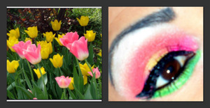 An inspired flower look greens pinks and yellows
