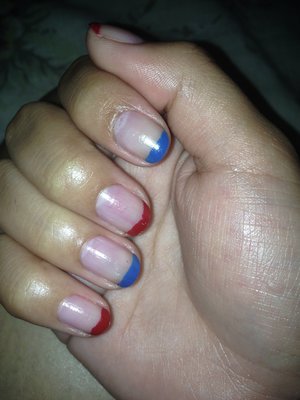 I did a simple red and blue nails for Fourth of July :) 